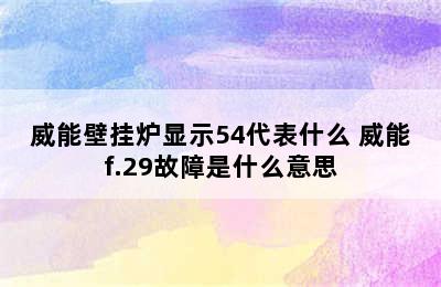 威能壁挂炉显示54代表什么 威能f.29故障是什么意思